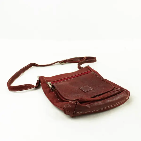 Small Red Crossbody Handbag Adjustable Shoulder Strap Front Pocket