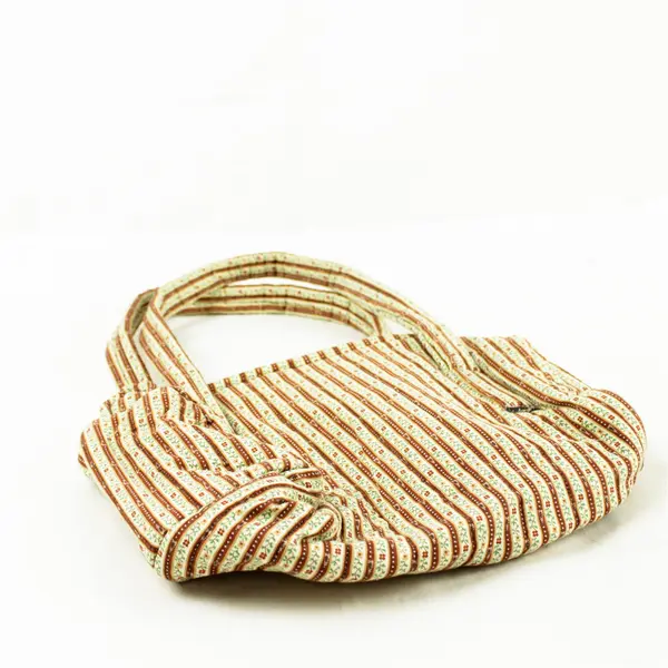 Small Brown Floral Fabric Shoulder Handbag Women's