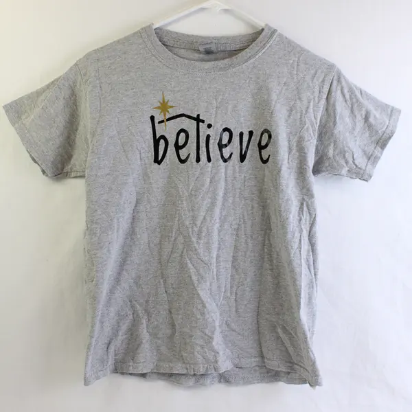 Gildan Believe Gray Short-Sleeved T-Shirt Youth Medium