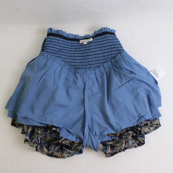 Patrons Of Peace Blue Abstract Floral Patterned Short Skort Women's XS