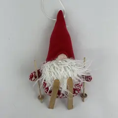 Plush Gnome On Skis Ornament 9"