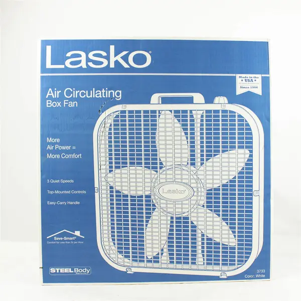 Lasko 20 In. 3-Speed White Box Fan 3733 Lasko 3733 046013311900 White