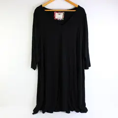 Cupio Solid Black 3/4-Sleeve Knee-Length Shift Dress Women's Size 2X