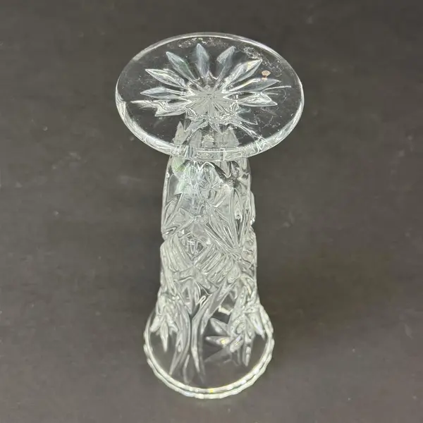 Vintage Cut Crystal Bud Vase Pinwheel Starburst Pattern 7"