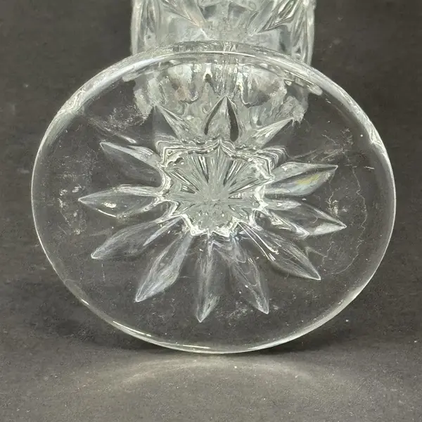 Vintage Cut Crystal Bud Vase Pinwheel Starburst Pattern 7"