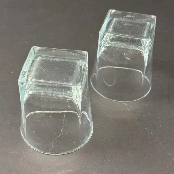 Lot of 2 Square Base Rounded Top Heavy Base Old Fashioned Glasses