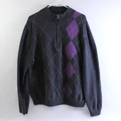 Walter Hagen Gray/Purple Long Sleeve Quarter Zip Sweater Men's Large