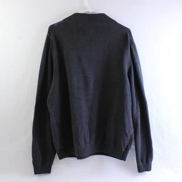 Walter Hagen Gray/Purple Long Sleeve Quarter Zip Sweater Men's Large