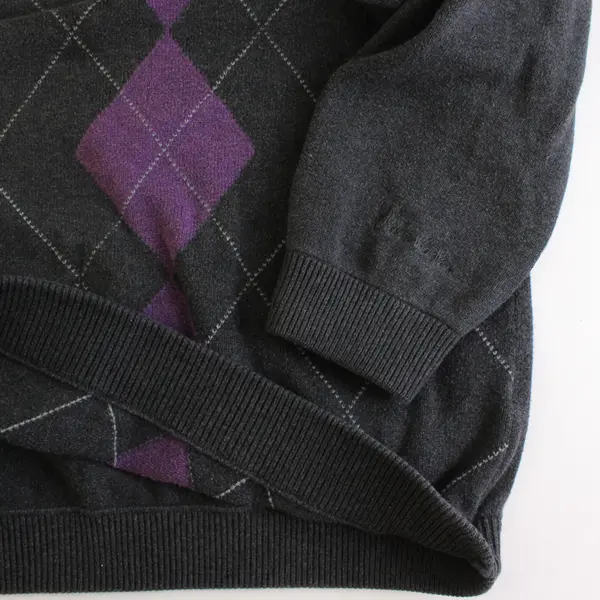 Walter Hagen Gray/Purple Long Sleeve Quarter Zip Sweater Men's Large