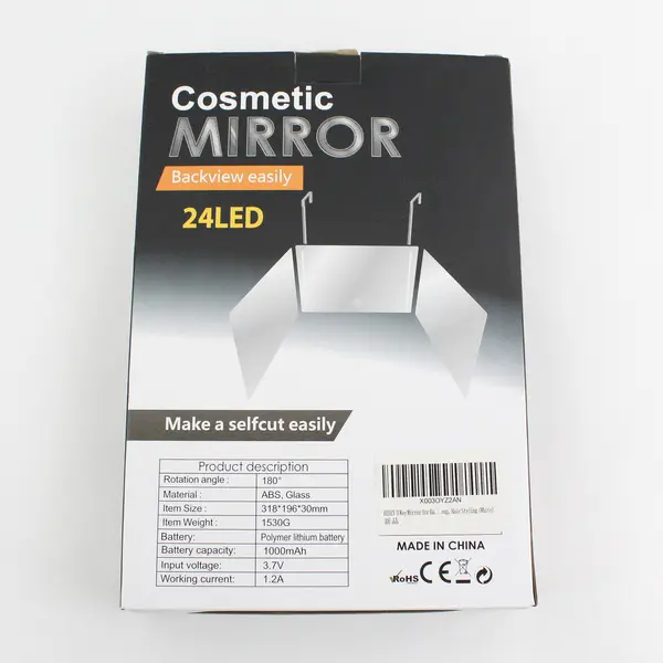 Hieey Trifold 24 LED Cosmetic Mirror W/ Telescoping Hooks CY0431 Open Box