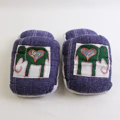 Handmade Purple With Elephant Fabric House Slippers One Size