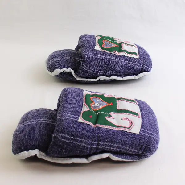 Handmade Purple With Elephant Fabric House Slippers One Size