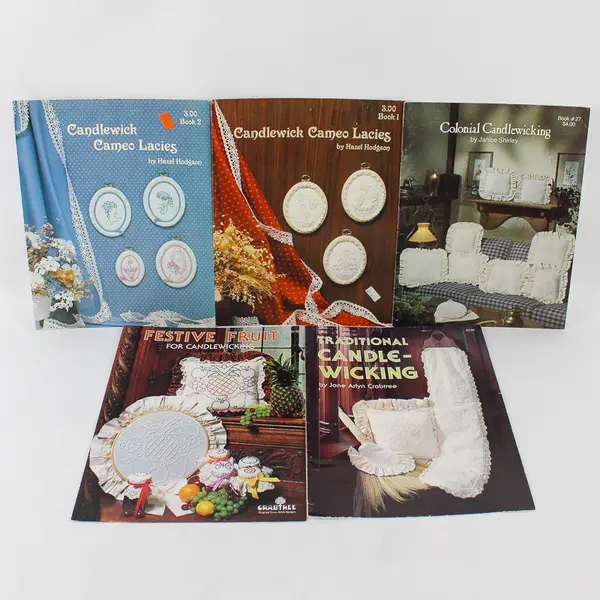 Vintage Lot of 5 Candlewicking Craft Booklets Patterns 1982 Good