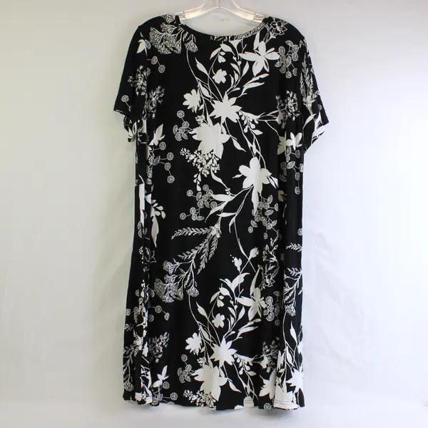 Your Style Black/White Floral Short Sleeve T-Shirt Dress Women's Size 3XL