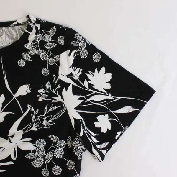 Your Style Black/White Floral Short Sleeve T-Shirt Dress Women's Size 3XL