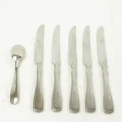 Lot of 6 Oneida Carolina Stainless 5 Solid Knives & A Sugar Spoon