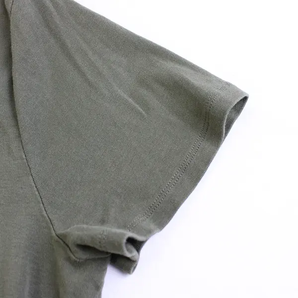 Croft & Barrow Army Green Short-Sleeved V-Neck Henley Women's Large