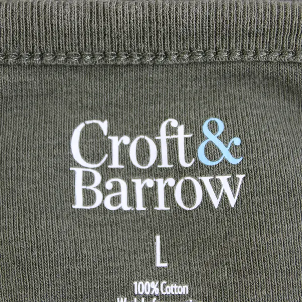 Croft & Barrow Army Green Short-Sleeved V-Neck Henley Women's Large