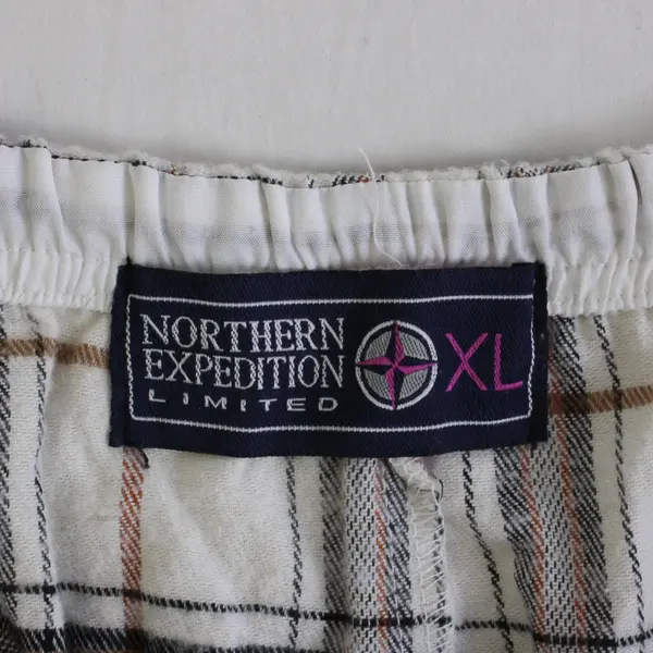 Northern Expedition Limited White/Gray Plaid Patterned Men's XL Pajama Pants