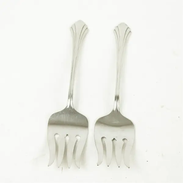 Set of 2 Oneida Rembrandt Stainless Medium Solid Cold Meat Serving Forks