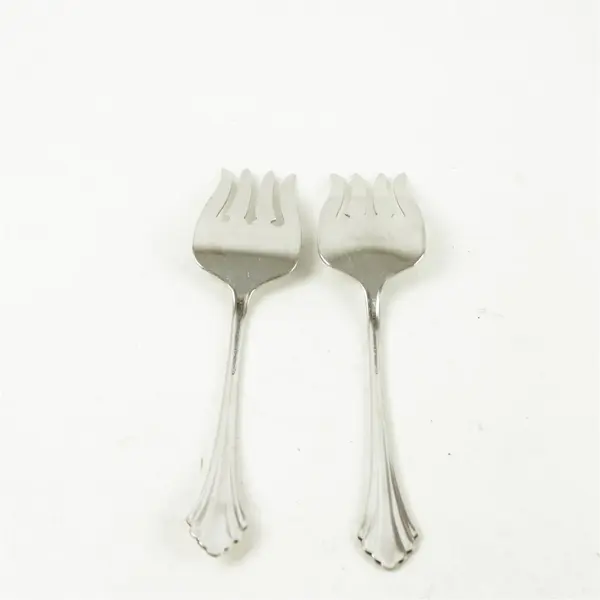 Set of 2 Oneida Rembrandt Stainless Medium Solid Cold Meat Serving Forks