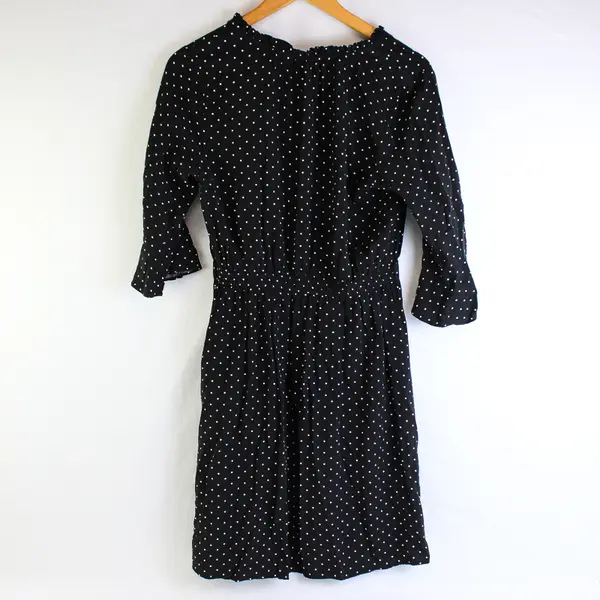 Old Navy White Polka Dot Black Knee-Length Flare Sleeve Dress Women's Medium