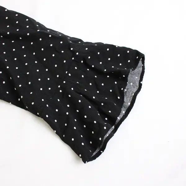 Old Navy White Polka Dot Black Knee-Length Flare Sleeve Dress Women's Medium