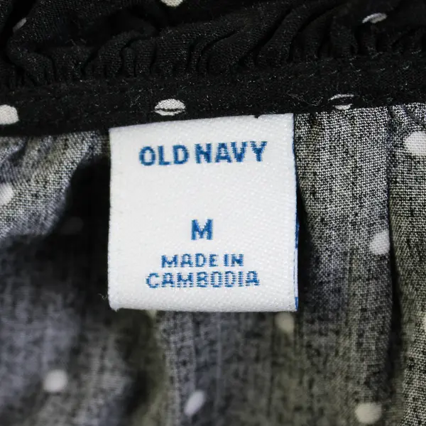 Old Navy White Polka Dot Black Knee-Length Flare Sleeve Dress Women's Medium