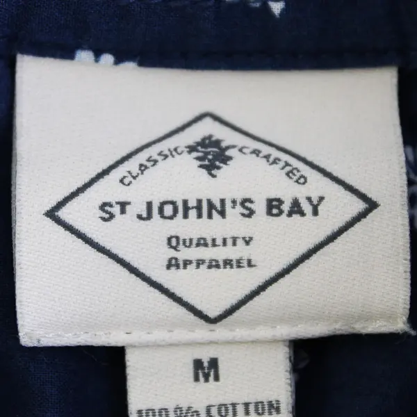 St. John's Bay Navy Blue and White Patterned Button-Up Vest Women's Medium