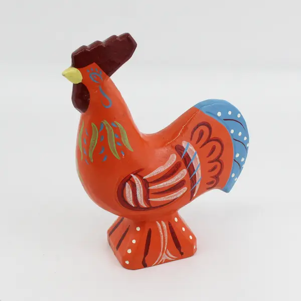 Vintage Orange Swedish Dala Rooster Coin Bank