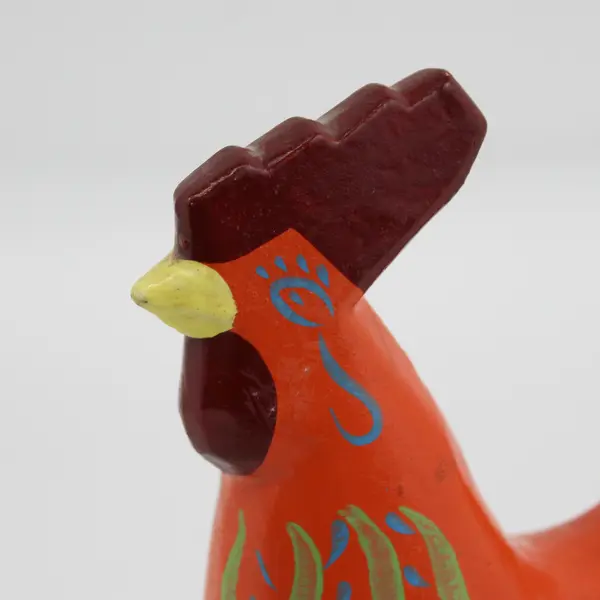 Vintage Orange Swedish Dala Rooster Coin Bank