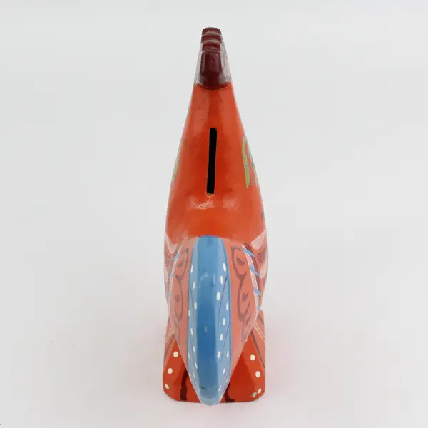 Vintage Orange Swedish Dala Rooster Coin Bank