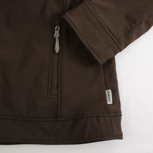 Landway Dark Brown Soft-Shell Fleece-Lined Zip-Up Jacket Men's XL