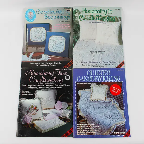 Vintage 1983 Plaid Enterprises Lot of 4 Candlewicking Craft Booklet Patterns