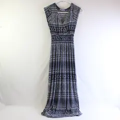 5th & Love Navy Blue and White Tribal Patterned Maxi Sundress Women's Medium