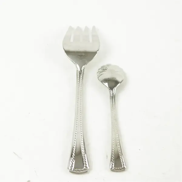 Lot of 2  Medium Solid Cold Meat Serving Fork & Sugar Shell Spoon