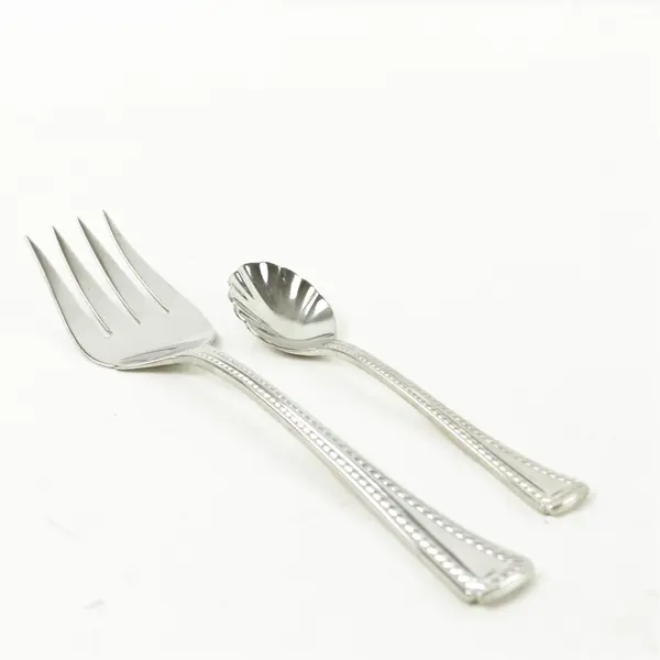 Lot of 2  Medium Solid Cold Meat Serving Fork & Sugar Shell Spoon