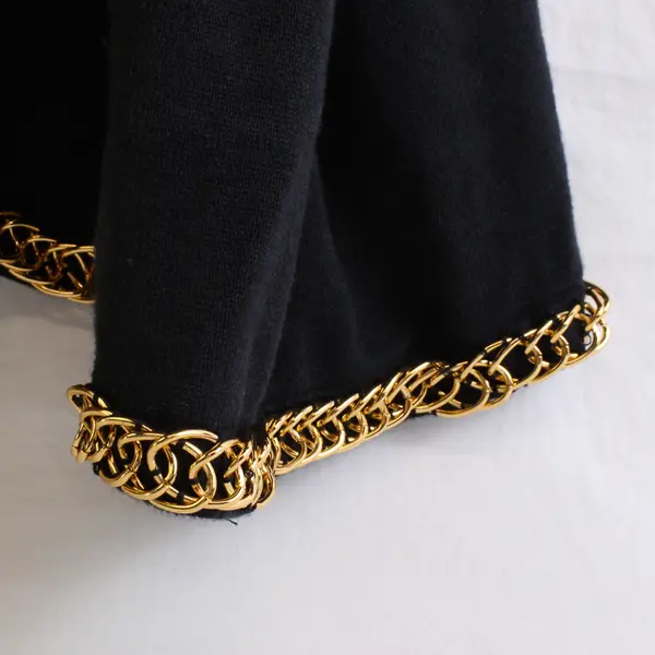 Joan Rivers Black Open-Front Cardigan Gold Chain Accent Women's Size 2X