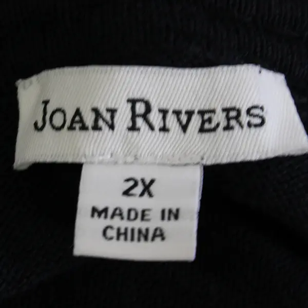 Joan Rivers Black Open-Front Cardigan Gold Chain Accent Women's Size 2X