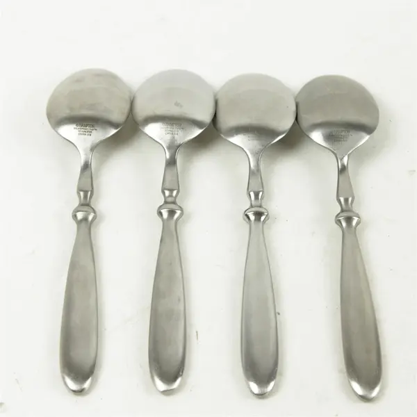 Set of 4 Hampton Silversmiths Stainless Place/Oval Soup Spoons