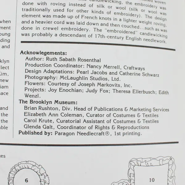 Lot of 2 Museum Candlewicking Pattern Booklets From Paragon Needlecraft