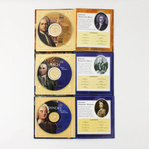 Lot of 3 Classic Composers CD/Book Combo Bach and Handel, 2005