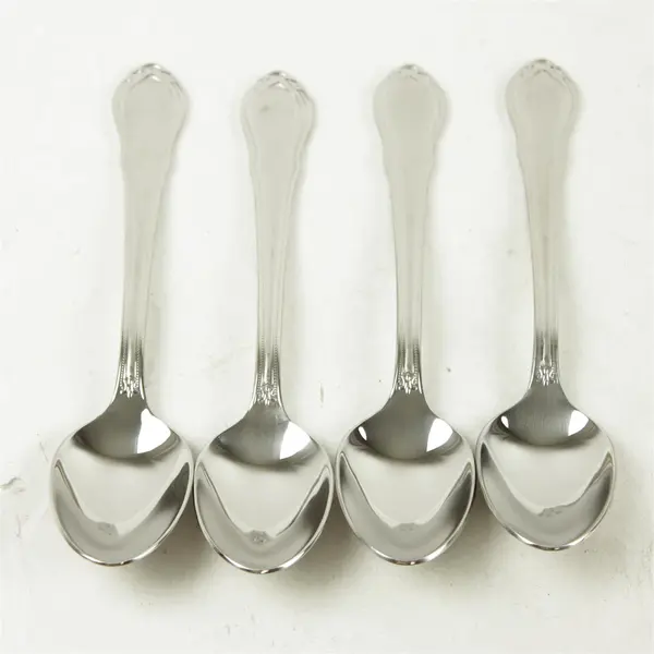 Set of 4 Hampton Silversmiths Lauren Frosted Stainless Place/Oval Soup Spoons