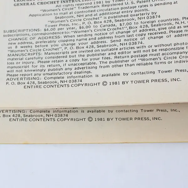 Vintage Lot of 2 Women's Circle Crochet Magazines Fall & Winter 1981 Issues