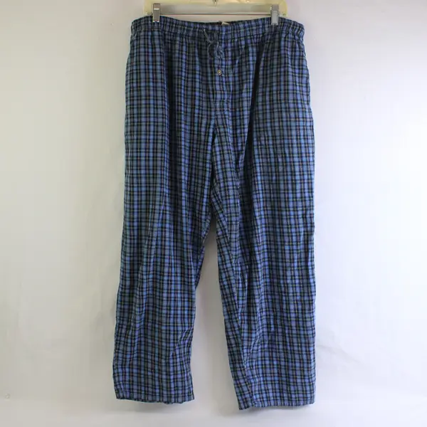 Faded Glory Blue/Yellow Plaid Patterned Pajama Pants Men's Size L (36/38)