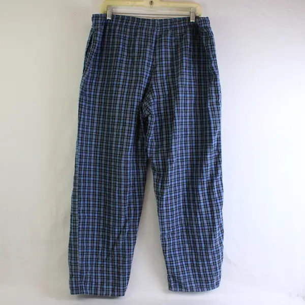 Faded Glory Blue/Yellow Plaid Patterned Pajama Pants Men's Size L (36/38)
