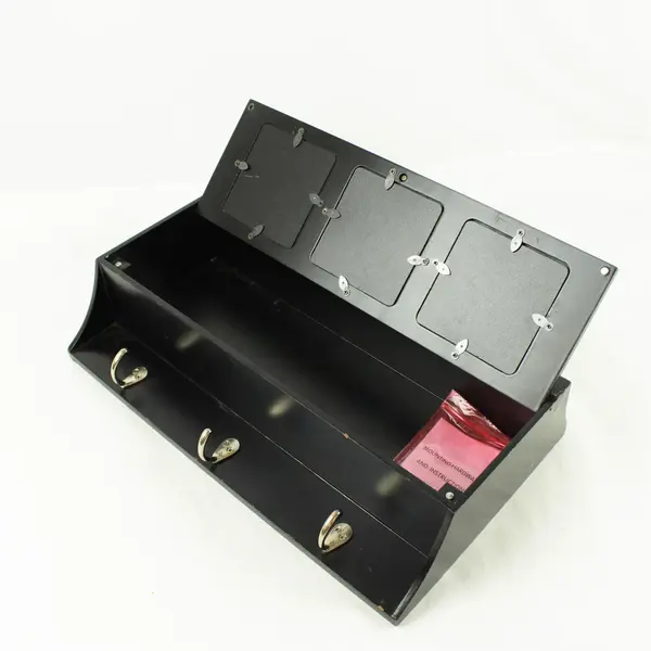 Black Wall Shelf Coat & Key Hanger w/ 3 Picture Frames 17.25"