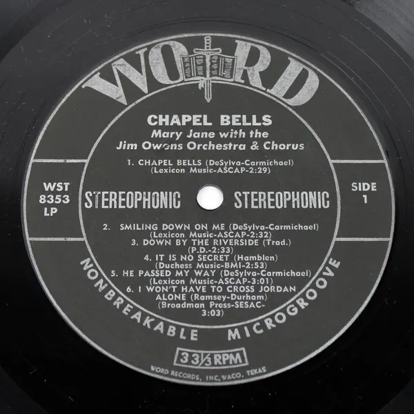 Mary Jayne Chapel Bells Vinyl LP Word Records Christian Gospel