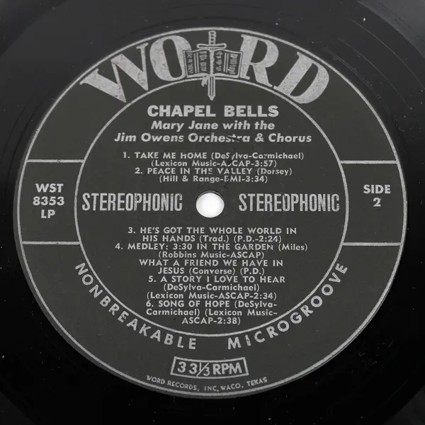 Mary Jayne Chapel Bells Vinyl LP Word Records Christian Gospel