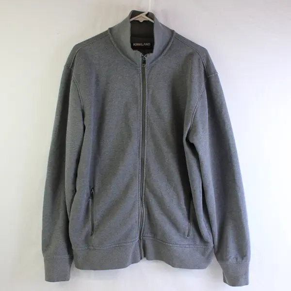 Kirkland Signature Gray Long Sleeve Full Zip Mock Neck Sweatshirt Men's Large